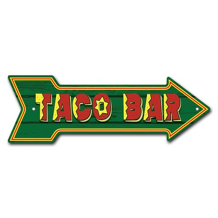 Signmission Taco Bar Arrow Sign Funny Home Decor 18in Wide P-ARROW-999583